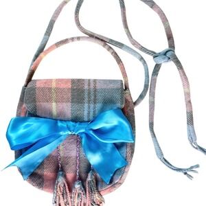 Impractical Clothes‎ Pastel Pink Blue Plaid Wool Handbag Twee Cottage Coquette